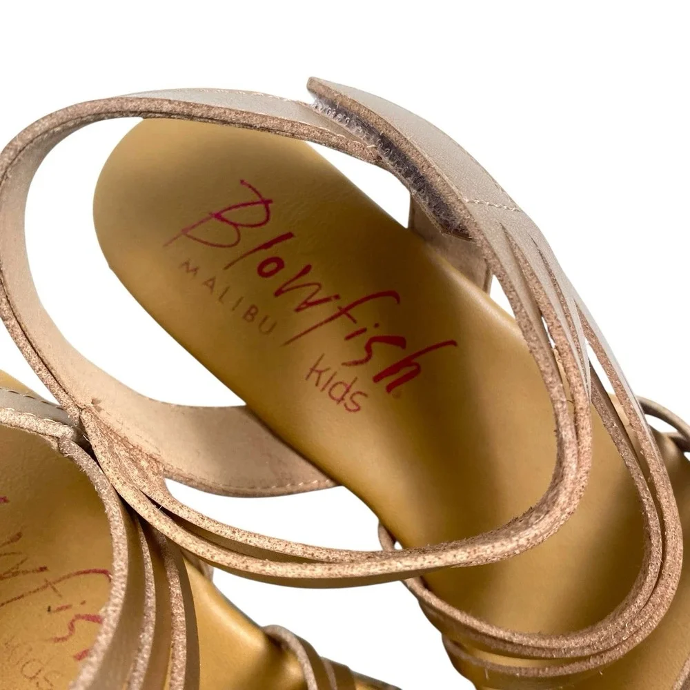 Blowfish Malibu Kids Sandals Copper Leather Size‎ 5 Cork Wedge  Hook/Loop  SU
